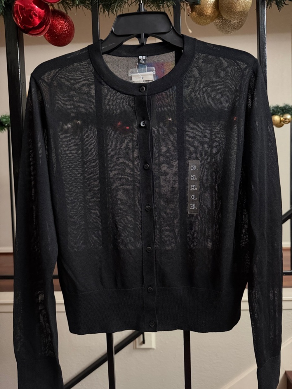 Uniqlo Black Sheer Button Front Cardigan